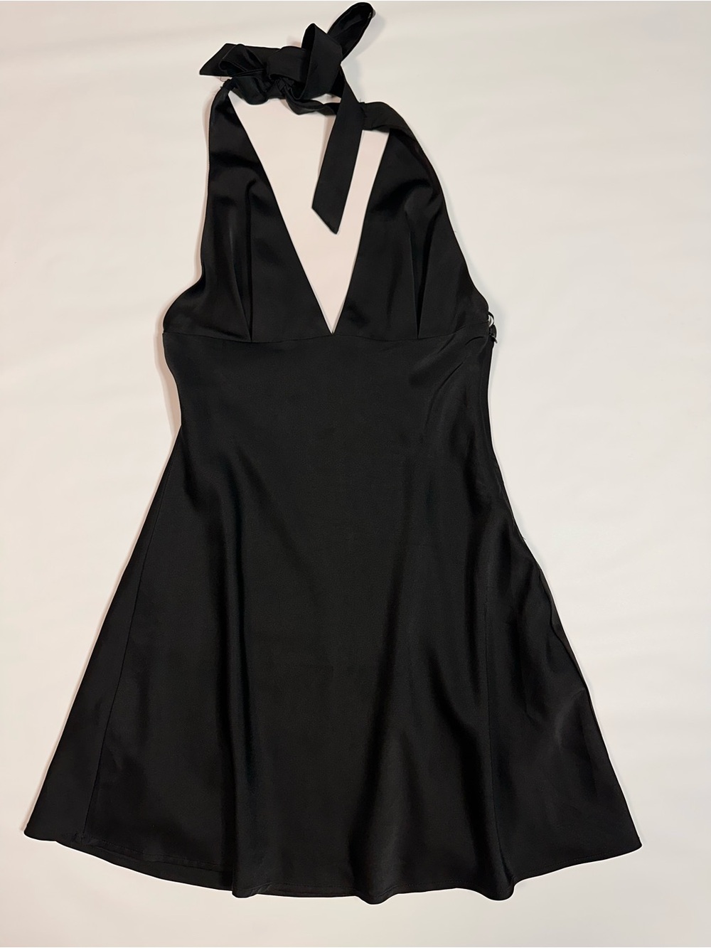 Black Halter Tie-Back Mini Dress